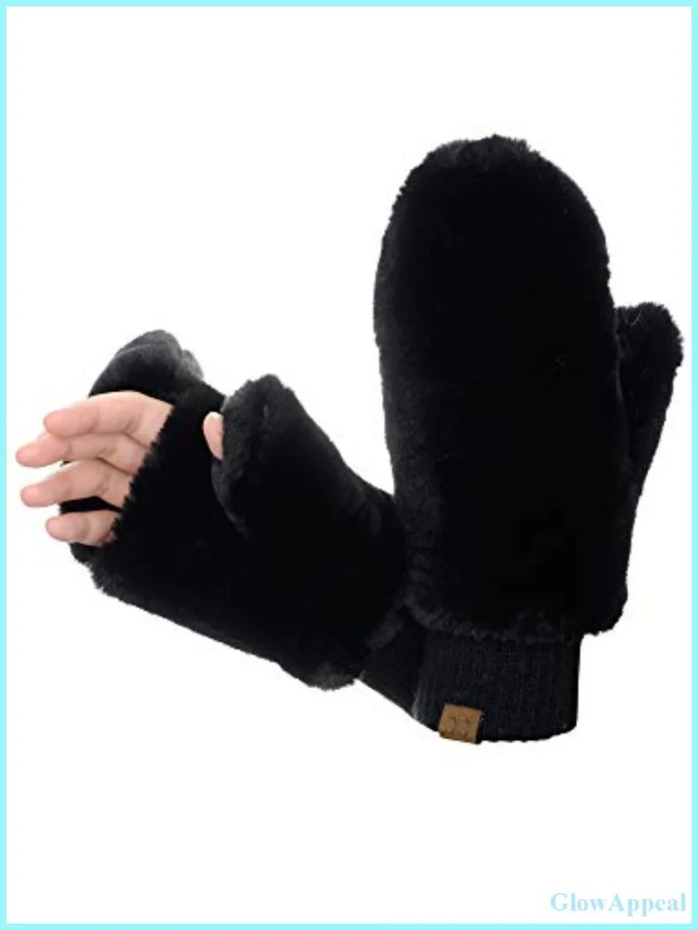 Women's Faux Fur Convertible Mittens Gloves Fingerless Sherpa Lined
